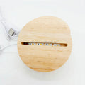 Factory Wholesale Rubber Wood 7 Color LED Round Wooden Night Light Base RGB 3D Lamp Holder for Blank Acrylic