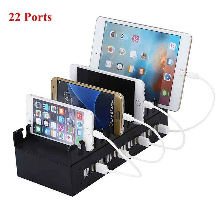 New Multi 22 Ports Hub USB 100W Power Adapter Charging Station Model 22P for Hotel School Shopping Malls