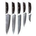 Luxury Professional Damascus Steel VG10 Core 5PCS Damast Chef Knife Set with Ebony Wood Handle Kitchen Knife Varying Sizes
