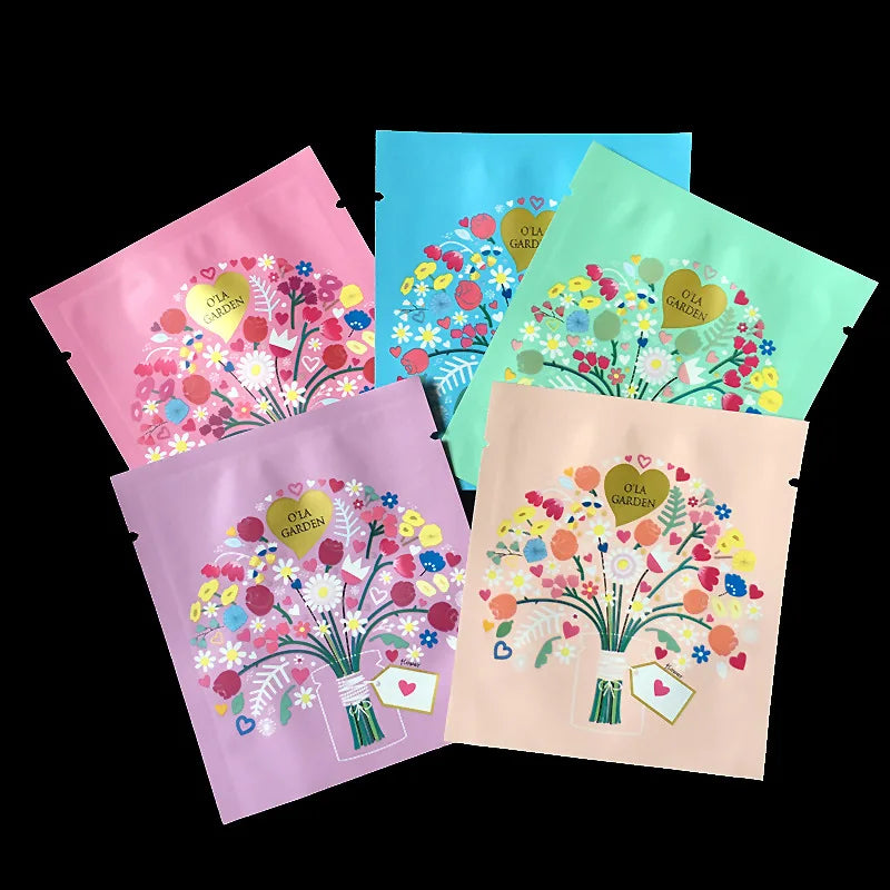 Customized Printing Heat Seal Biodegradable Kraft Paper 3 Side Pouch Tea Coffee Bags Sample Sachet Packaging