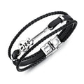 Dropship Vintage Guitar Stainless Steel Bracelets Multi-Layer Weave Leather Men Bracelet