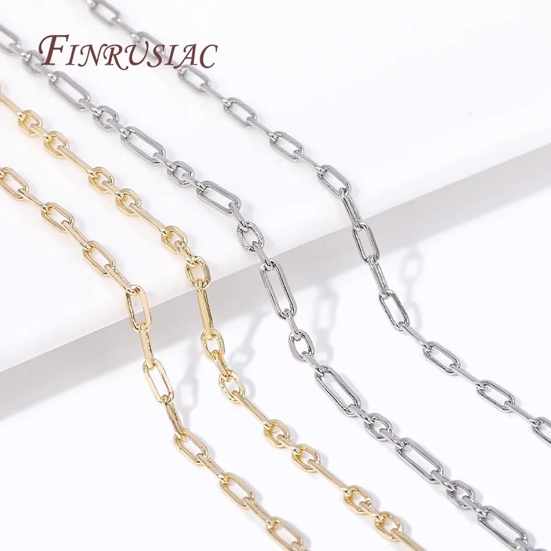 High Quality 14K Gold Plated Brass Metal Square Thin Chains DIY Jewelry Making Spool Chains for Necklaces & Bracelets