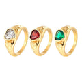 Vintage Gold Plated Cz Zircon Ring Simple Stainless Steel Heart Ring Jewelry