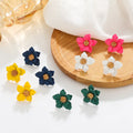 European and American Ins Colored Frosted Flower Earrings Korean Mori Sweet Multi-layer Petal Flower Earring