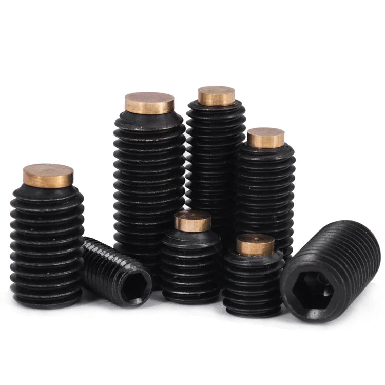 18-8 Stainless Steel  Brass Tip Hex Socket Dog Point Set Screw Grub Screw