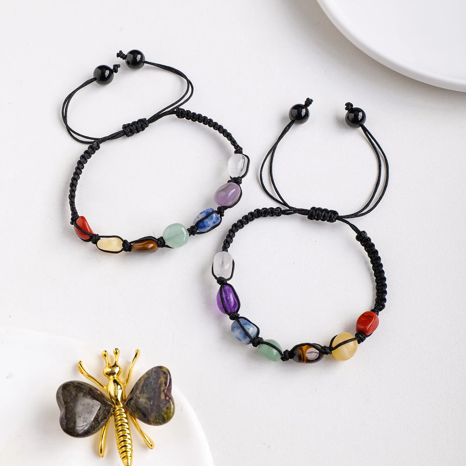 Wholesale Crystals Healing Stone Amethyst Bead 7 Chakra Crystal Tumble Crystal Bracelet