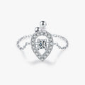 925 Sterling Silver Fine Jewelry Exquisite Water Drop Sparkling Clear Cubic Zirconia Adjustable Link Chain Rings for Women