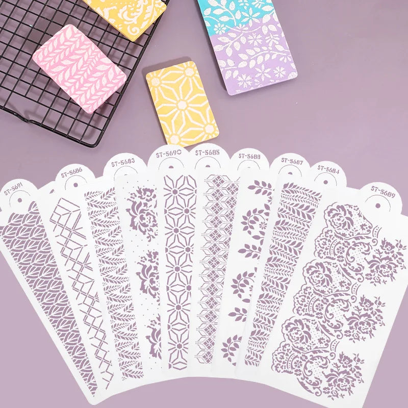 Saffron Laser-Cut Floral Cake Border Stencils Multiple Designs for Decorative Plastic Templates for Cake Decoration