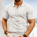 New Flapel Polo Shirt Casual T-shirt  Short Sleeve Knitted Zip up Shirt  Men's Polo Shirts