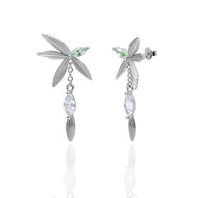 Sterling 925 Silver Wholesale Designer Inspired Earrings Bamboo Leaf or Dragonfly Drop Earrings for Women