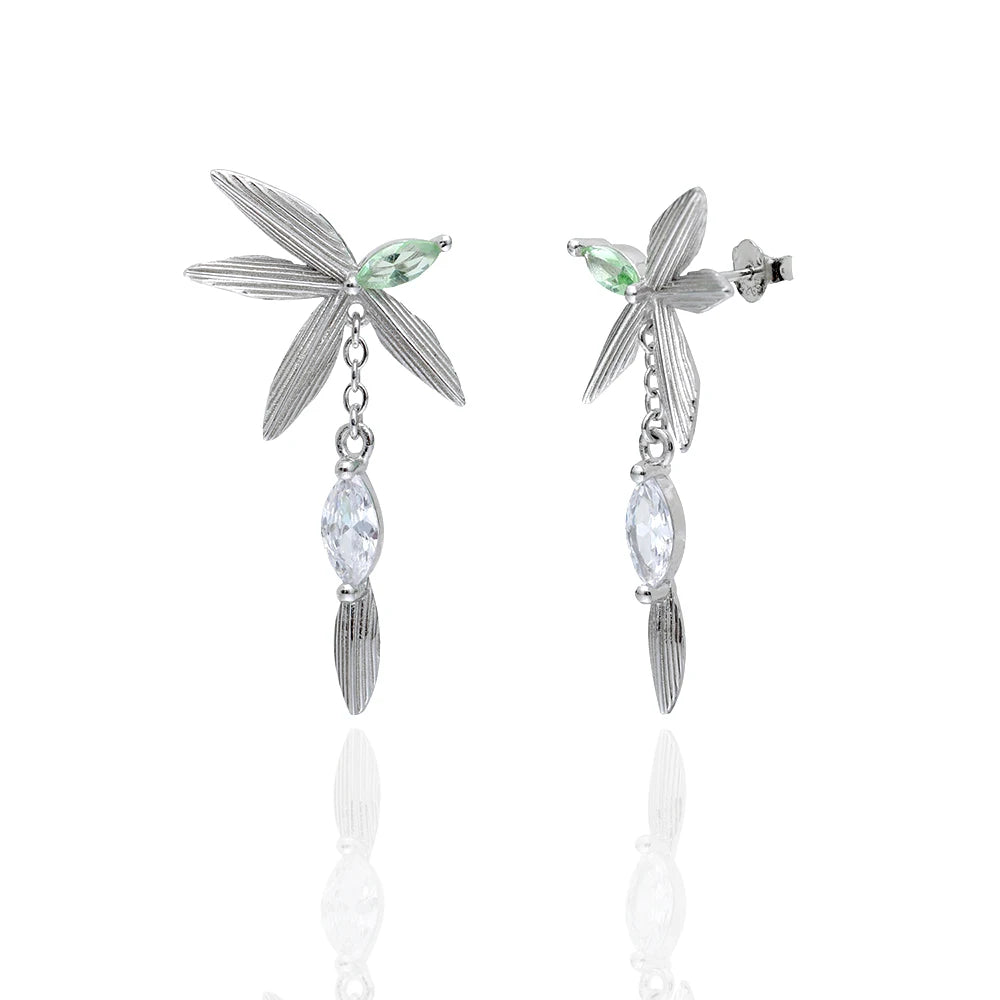 Sterling 925 Silver Wholesale Designer Inspired Earrings Bamboo Leaf or Dragonfly Drop Earrings  for Women