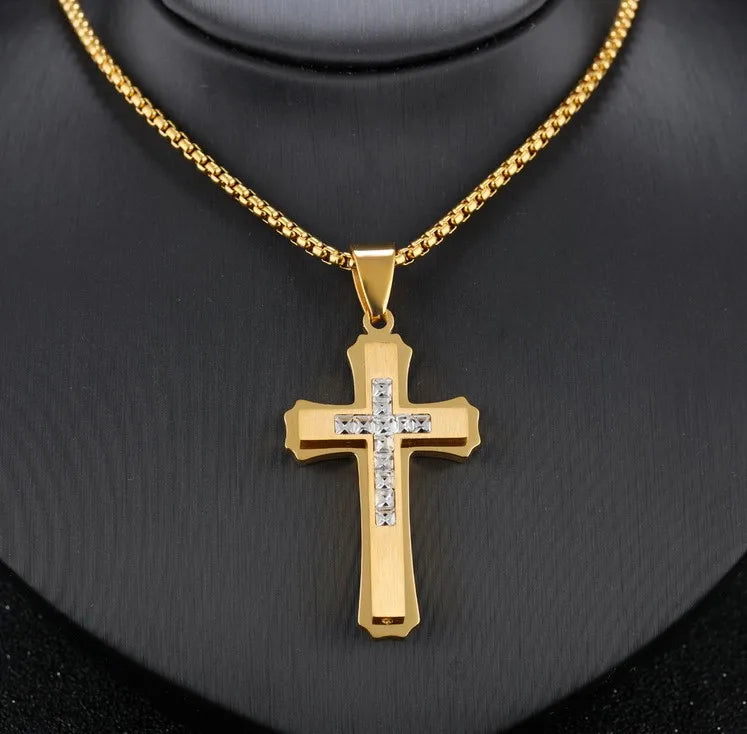 Personalized Engraved Vintage Cross Necklace Pendant Jesus Christ Crucifix Cross Pendant Diamond Necklace