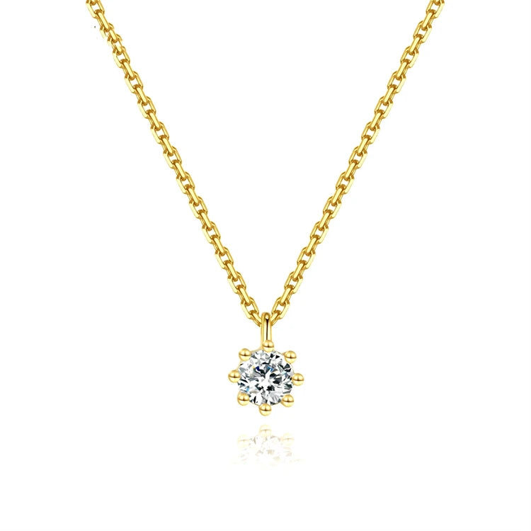 S925 Fine Silver 14k Gold Minimalist Charm  Tiny Dainty Rhinestone Pendants for Necklace