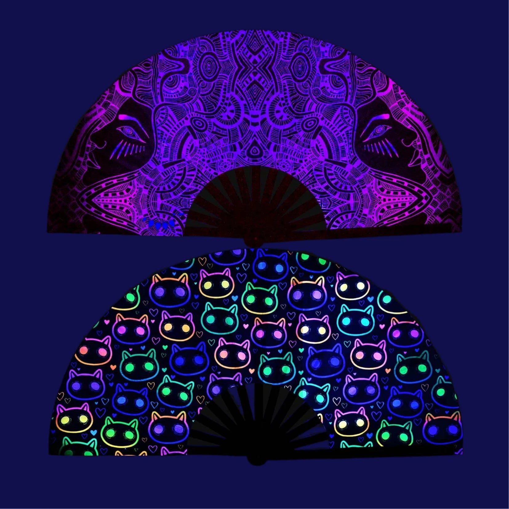 Customized Large Bamboo Folding UV Reactive Hand Fans