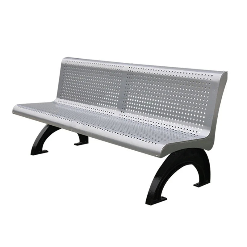 Outdoor Long  Steel Bench Seat Outside Park Metal Seating Bench Public Garden Patio 3 Seater Chair Bench with Backrest