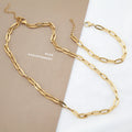 Classic Design 18K Gold Plated Stainless Women Rectangle Women Fine Jewelry Necklace Handmade Bracelet Jewelry Set
