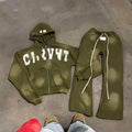 Vintage Oversized Flare Sweatpants and Hoodie Set Custom Embroidered by Manufacturers Acid Wash Design Breathable Heavyweight