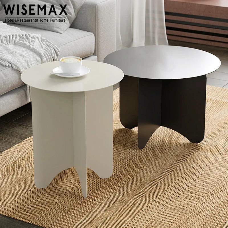 WISEMAX FURNITURE Modern Home Decor Double Color Metal Side Table Living Room Round Metal Coffee Table for Home Hotel Room