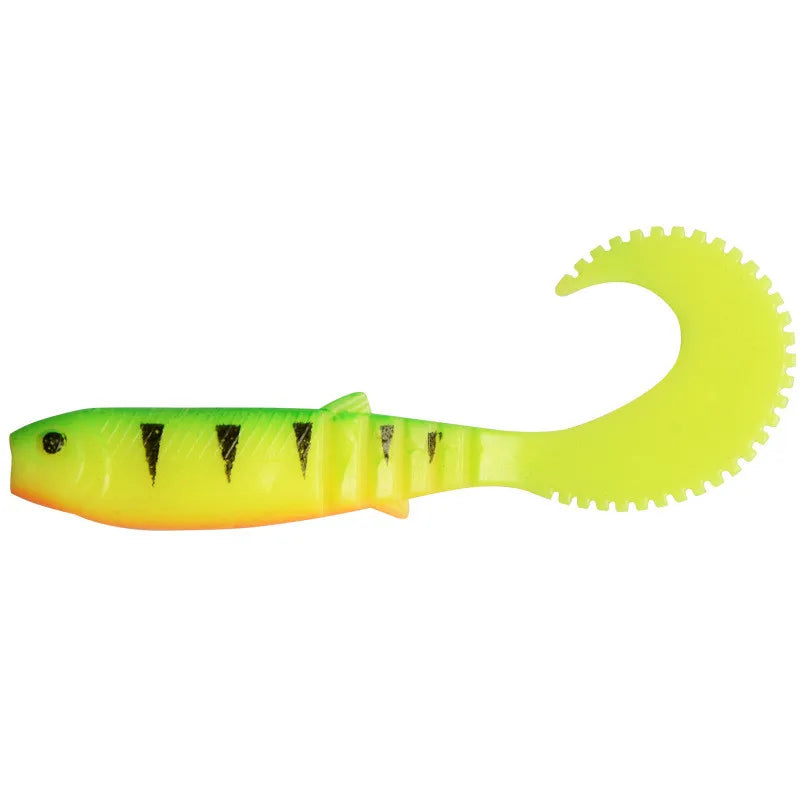 70mm 90mm 110mm Cannibal Curved Tail Fishing Lures Artificial Wobblers Soft Baits Silicone Shad Worm Bass Leurre Souple Lure