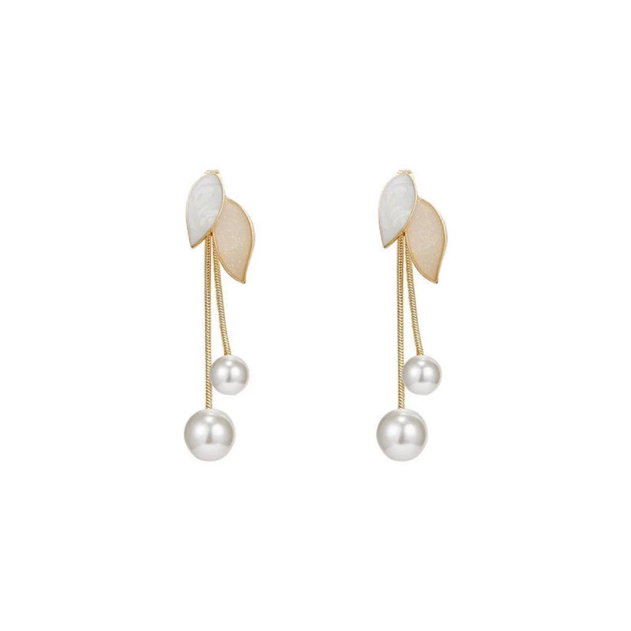 AA00703 Leaf Pearl Earrings Tassel Earrings Female Unique Exaggerated Drop Dangle Earrings