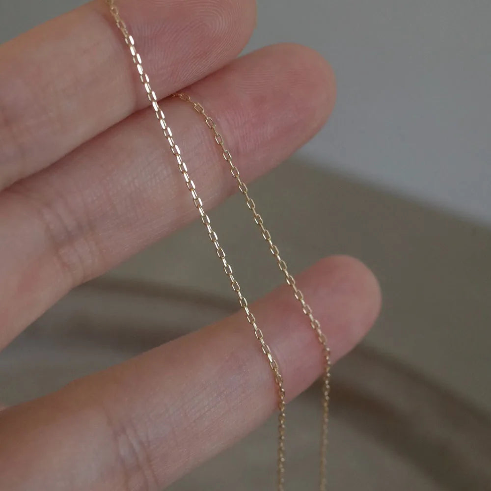 14K Gold Plated Pure 925 Sterling Silver Clavicle Chain Basic Solid Thin Chain Necklace for Women Jewelry