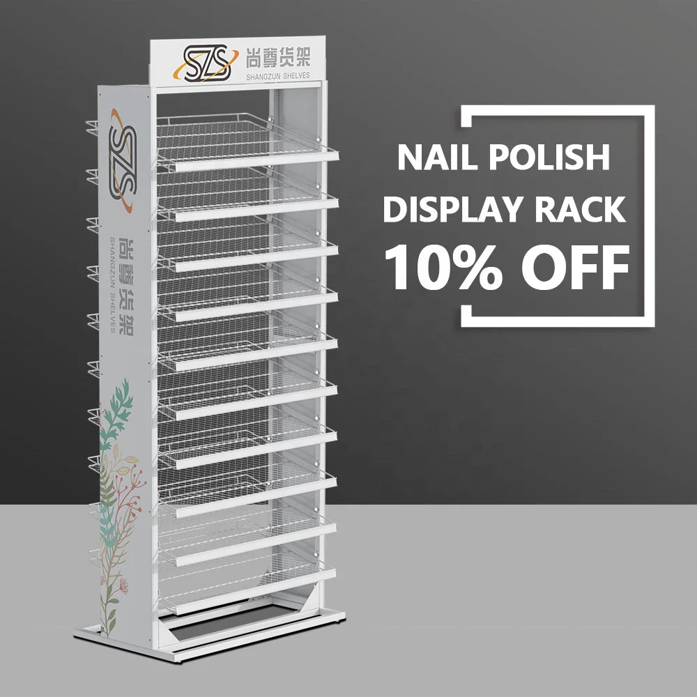 10%off Metal Colors Nail Display Stand Nail Polish Floor Display Cabinet Stand Customized Polish Rack Nail Polish Shelf