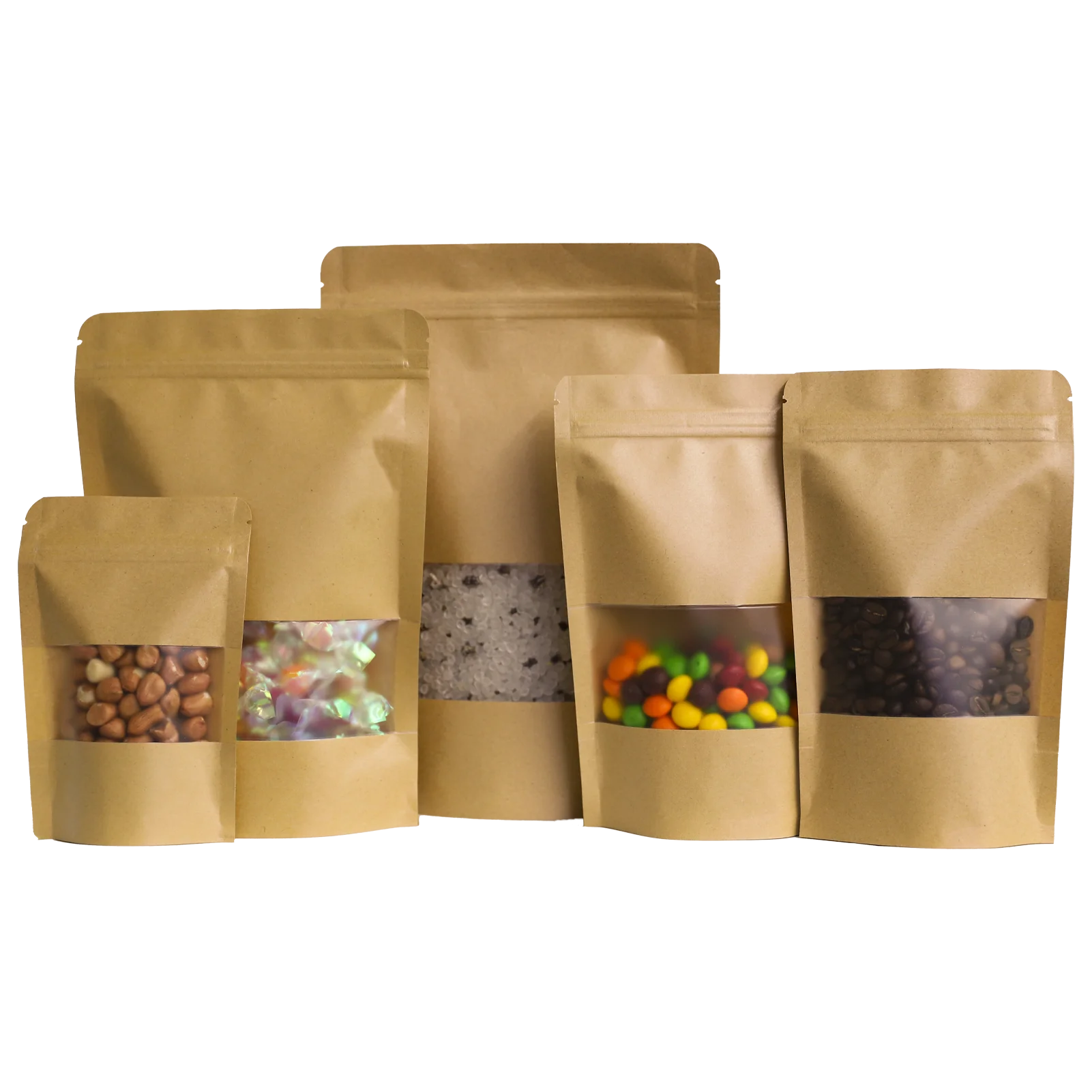 Wholesale Stand up Pouches Bag Kraft Paper Selfstanding Zipper Bag With Zipper Resealable Doypack Pouches