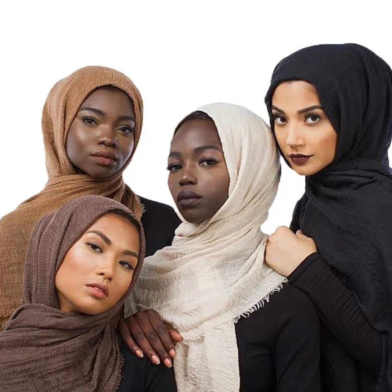MIO Hot Products Fashion Style Fantastic Admirable Plain Color 180 Cm Length Muslim Scarf  Wholesale Crinkle Hijab