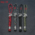 Hot Sale Handmade Viking Rune Bead Lanyard Keychain Outdoor Survival Paracord Rope Keychain