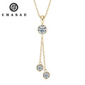 Chasau Custom 6.5mm&4mm D/VVS1 Moissanite Necklace 925 Silver Original Crown Tassel Drop Pendant New Custom Jewelry Charm