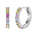 Hypoallergenic Jewelry 925 Sterling Silver Colorful Pave Cubic Zircon Hoop Earrings for Women