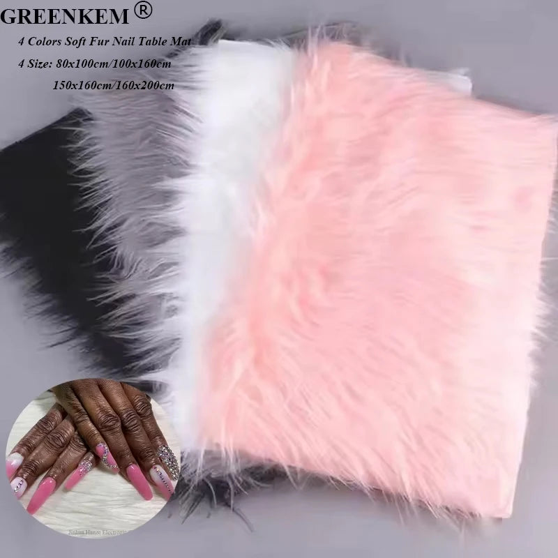 New More Big Size Square Design Photo Props Background Nail Practice Cushion Foldable Washable 4 Colors Soft Fur Nail Table Mat