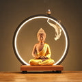 Gift Decoration Holder Home Decor Aromatherapy Buddha Shape Electricity LED Light Ceramic Backflow Waterfall Incense Burner