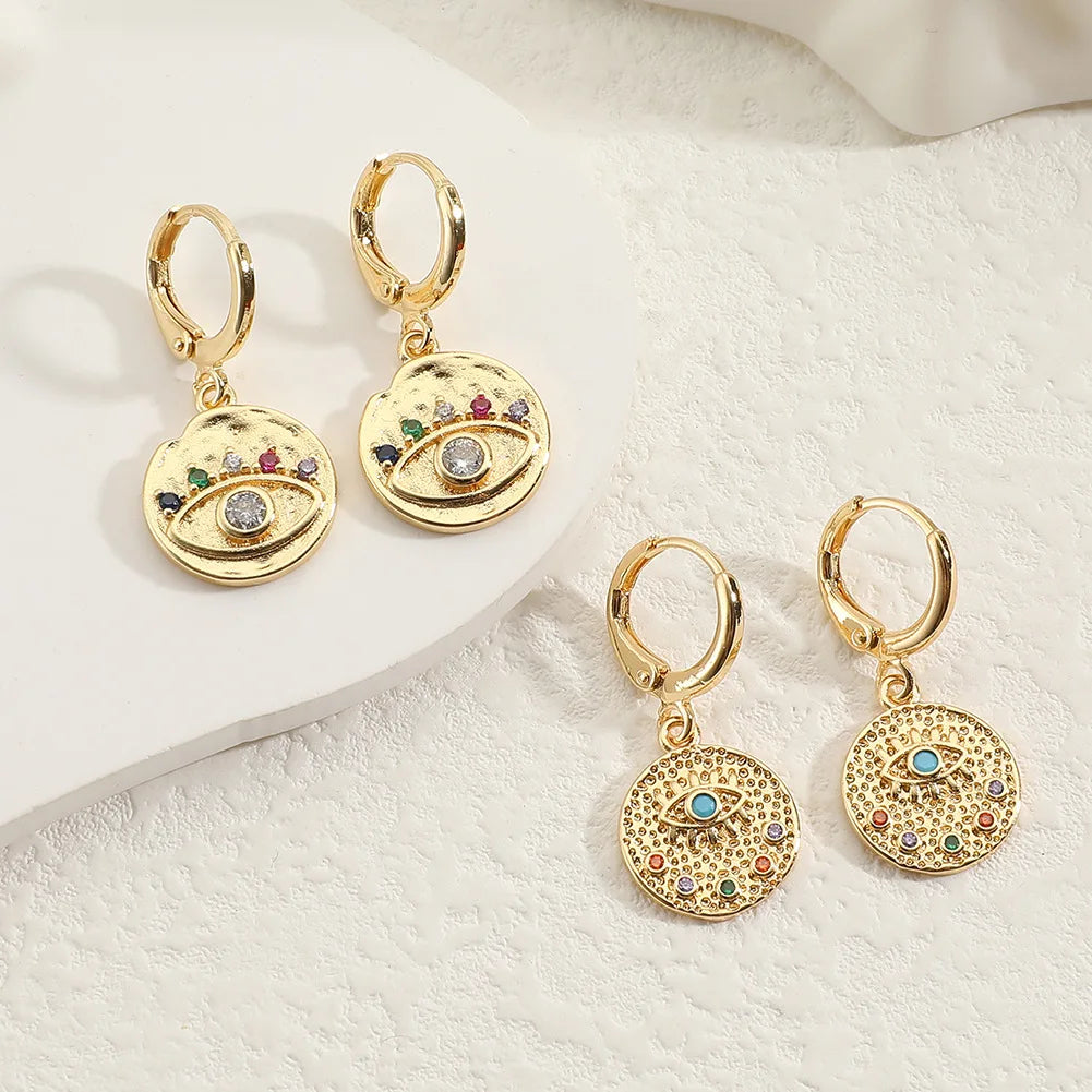 Fashion Trend Devil Eye Earrings  Colorful  Zircon Evil Eyes Personality Temperament Drop Earrings