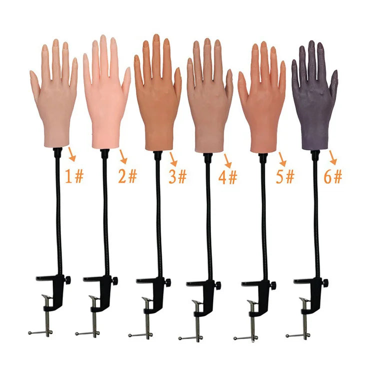 Artificial Simulation Hand Finger Display Flexible Movable Nail Practice Hand With Bracket for Acrylic Nails