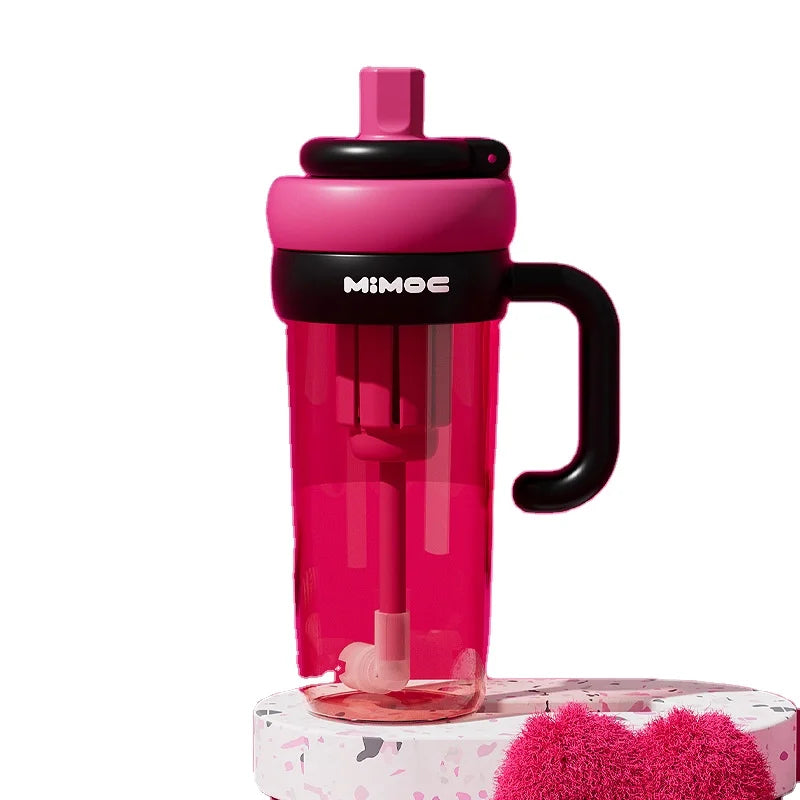 Large Capacity Super Cool Straw Cup Large Handle Design Portable Clear Drink Kettle Tumbler for Tea Water