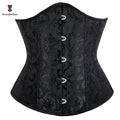 Plus Size XS-XXXXXXL Underwear Outfits Front 5 Busk Closure Black Jacquard Underbust Corset for Women Waist Trainer Bustier