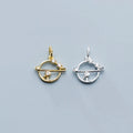 Dainty Shiny 925 Sterling Silver CZ Micro Pave Star Planet Charm Pendants for Jewelry Making Supplies
