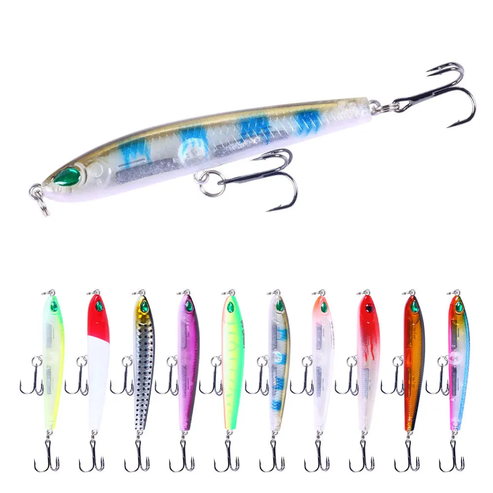 Wholesale PE014 7.5cm 9g Artificial Hard Plastic Baits Topwater Pencil Fishing Lures