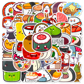 50PCS Japanese Food Mochi Colorful Cute SUSHI Cartoon Stickers