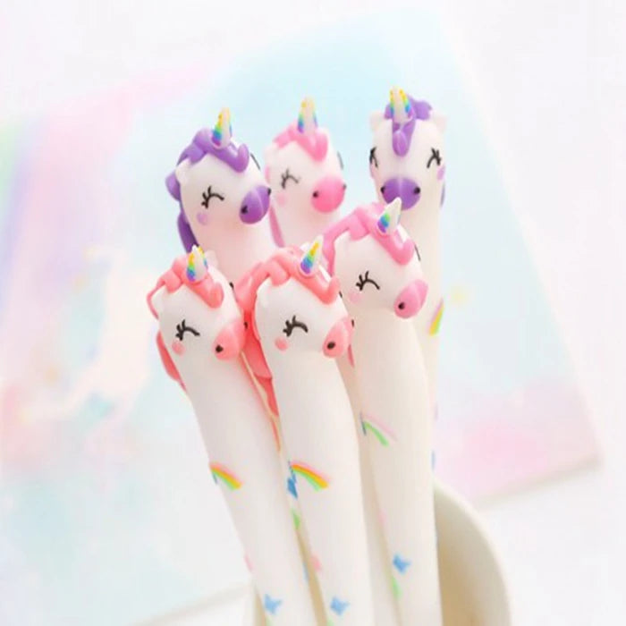 Marketing School Pvc Pretty Cartoon Soft Silicone Horse Gel Pens for Girls