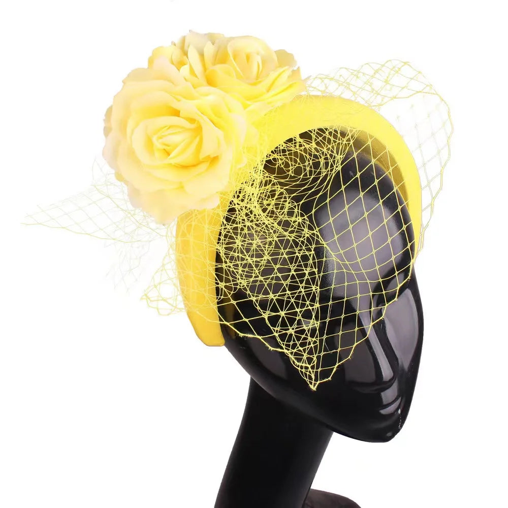 New Vintage Women Sinamay Cambric Head Hairband Party Wedding Church Bridal Headwear Fascinator Hairband for Ladies