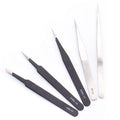 Anti Static Black Carbon Fiber Tweezers Pointed Flat Head Elbow Round Head Wide Mouth Flat Head Plastic Tweezers