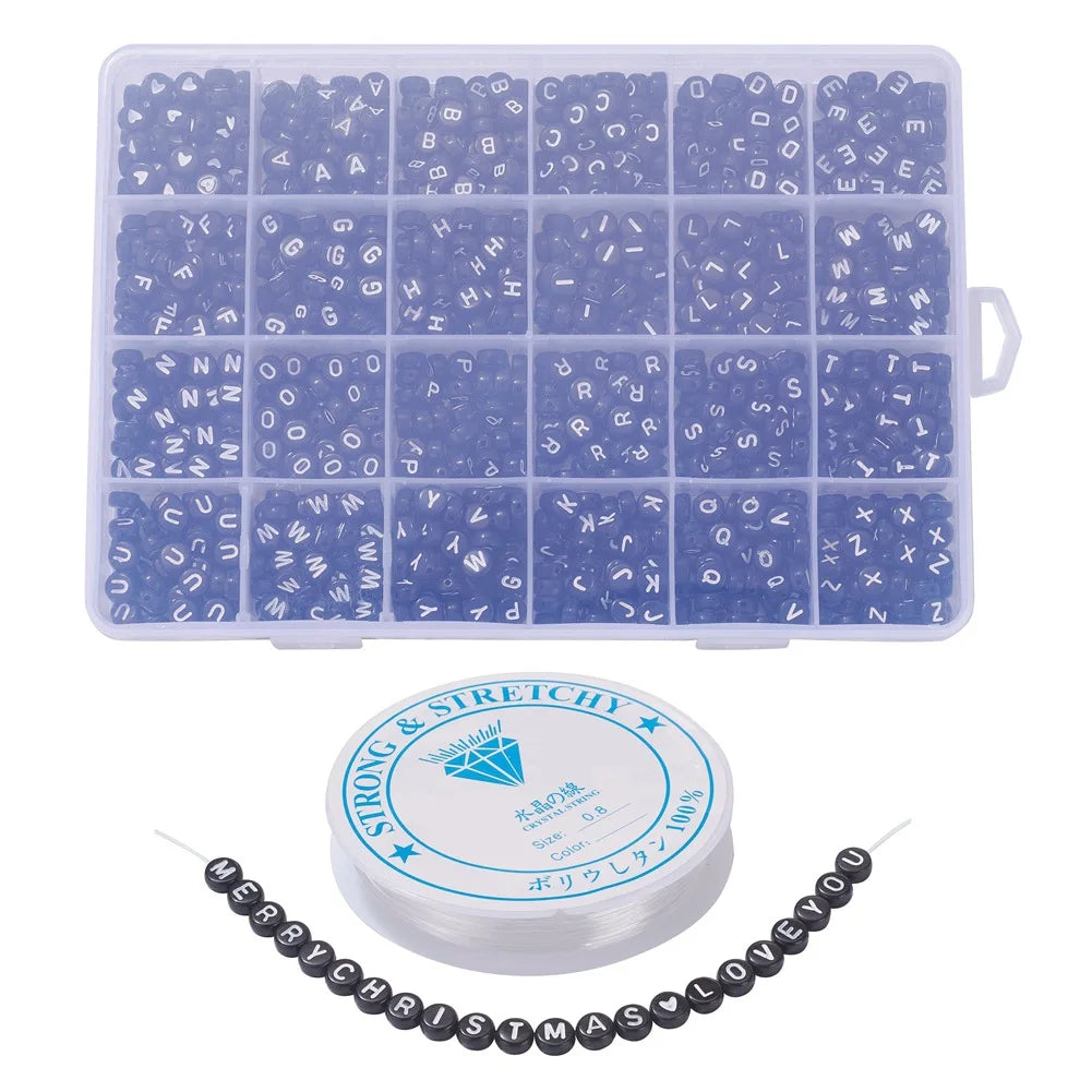 1200 Pcs Plastic Acrylic Mixed Colored Round Loose Letter Beads 6mm for Jewelry Making and Children's Educational Toys
