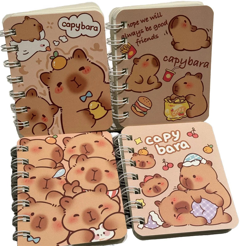 New A7 Capibala Coil Notebook Kawaii Mini Organizer Spiral Binding Stationery Paper Cover