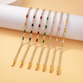 Wholesale 18K Gold Plated Stainless Steel Luxury Jewelry Trendy Tennis Bracelets Shiny Colored Zircon Waterproof Tarnish Free