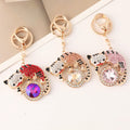 Trendy Accessory Gold Metal Animal Cat Charm Keychain Shiny Rhinestone Crystal  Lovely Cat Pendant Key Chain for Women Gift