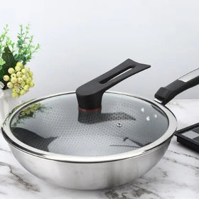 Hot Sales 304 Stainless Steel Non-Stick Honeycomb Wok Kitchenware Cookware Restaurant Use Gas Friendly Smokeless Health Pot