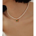 Green Red Zircon Pendant Beaded Freshwater Pearl Necklace Choker Necklaces French Vintage Romantic Luxury Handmade Jewelry 2025