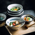 Large Noodle Bowls Ceramic Japanese Ramen Soup Bowls Serving Bowl for Salad Udon Soba Pho